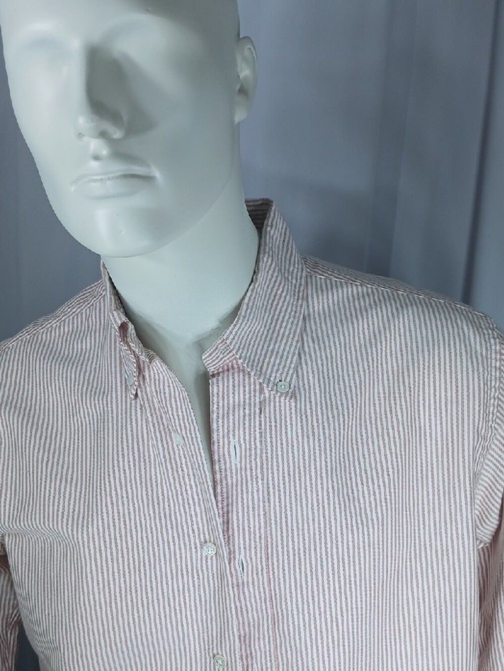 Brooks Brothers mens heavy cotton Red and White Narrow Stripe Dress Shirt - Picture 1 of 9